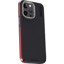 Motto Ticaret Joko Iphone 15 Pro Max Kılıf Aramid 600D Kevlar Karbon Fiber Magsafe Kapak - Kırmızı