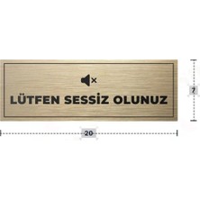 Azresa Lütfen Sessiz Olunuz Yazılı - Metal - Gold Renk - Kapı Isimliği - 20X7 cm