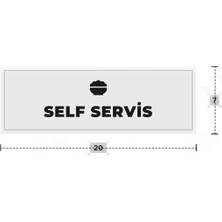 Azresa Self Servis Yazılı - Metal - Beyaz Renk - Kapı Isimliği - 20X7 cm