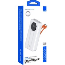 HiboTekno 2.4A, LED Işıklı Type-C, Mikro Girişli 2xusb-A Çıkış 20000 Mah Powerbank -Siyah ve Beyaz Renk