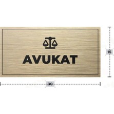 Azresa Avukat Yazılı - Metal - Gold Renk - Kapı Isimliği - 30X15 cm