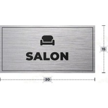 Azresa Salon Yazılı - Metal - Gümüş Renk - Kapı Isimliği - 30X15 cm