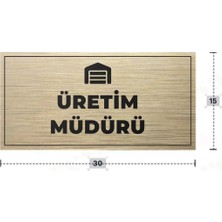 Azresa Üretım Müdürü Yazılı - Metal - Gold Renk - Kapı Isimliği - 30X15 cm