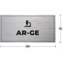 Azresa Ar-Ge Yazılı - Metal - Gümüş Renk - Kapı Isimliği - 30X15 cm