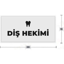 Azresa Dış Hekımı Yazılı - Metal - Beyaz Renk - Kapı Isimliği - 30X15 cm