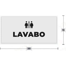 Azresa Lavabo Yazılı - Metal - Beyaz Renk - Kapı Isimliği - 30X15 cm