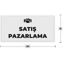 Azresa Satış Pazarlama Yazılı - Metal - Beyaz Renk - Kapı Isimliği - 30X15 cm