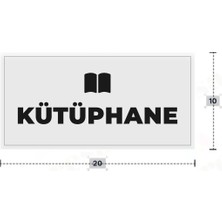 Azresa Kütüphane Yazılı - Metal - Beyaz Renk - Kapı Isimliği - 20X10 cm