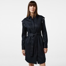 Lacoste Kadın Relaxed Fit Uzun Kollu Gömlek Yaka Siyah Elbise