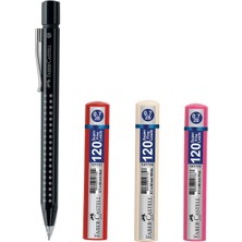 Faber-Castell Grip 2011 0.7 Versatil Kalem Parlak Siyah ve 120'li Uç Seti ile Kullanıma Hazır