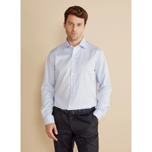 Brooks Brothers Mavi  Erkek Regular Fit Çizgili Gömlek BBFW25MSH030