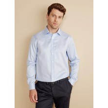 Brooks Brothers Mavi  Erkek Slim Fit Çizgili Gömlek BBFW25MSH024