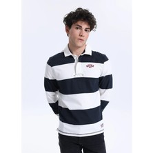 Superdry Lacivert - Beyaz  Regular Fit Çizgili T-Shirt M6010909A-H2Q