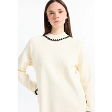 Yas Ekru Kadın Yuvarlak Yaka Kazak Yasatheno Ls Knıt Pullover