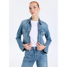 Boss Mavi Kadın Standart Denim Ceket 50542426