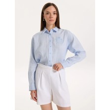 Lauren Ralph Lauren Mavi Kadın Gömlek Zavandra-Long Sleeve-Button Front S