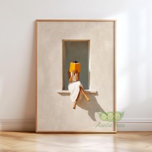 Ninastore Kitap Okuyan Kadın Duvar Sanatı - Minimalist Kitap Sever Baskısı - Nötr Estetik Poster - Sessiz