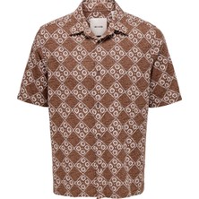 Only & Sons Kahve Erkek Normal Desenli Gömlek 22037200 Onsjohnson Reg Ss 36 Shırt
