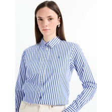 Lauren Ralph Lauren Mavi  Kadın Standart Çizgili Gömlek 200970765