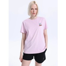 Discovery Expedition D6SL-TST3685 Pembe Bisiklet Relaxed Düz Kadın T-Shirt