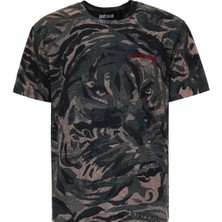 Just Cavalli Haki Erkek Regular Fit Hayvan Desenli T-Shirt 79OAHE25