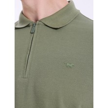 Mustang Koyu Haki Erkek Relaxed Baskılı Polo T-Shirt M5SM-TST1324