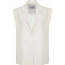 Ssimple Beyaz Kadın Oversize Şişme Yelek Edge Vest -S309