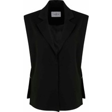 Ssimple Siyah Kadın Oversize Şişme Yelek Edge Vest -S309
