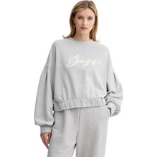 Boss Gri Kadın Bisiklet Yaka Standart Fit Sweatshirt 50547796