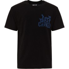 Just Cavalli Siyah Erkek Regular Fit Yazı Baskılı T-Shirt 79OAHE13