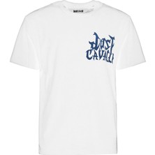 Just Cavalli Beyaz Erkek Regular Fit Yazı Baskılı T-Shirt 79OAHE13