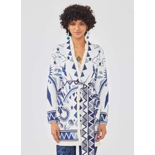 Hayley Menzies Beyaz Kadın V Yaka Normal Hayvan Desenli Hırka Magic Leopard Cardigan