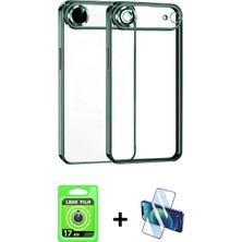 Pileli Store Pilelistore™ iPhone 17 Air Kılıf Vadi Minimal - Siyah 3D Antistatik Cam Ekran Koruyucu + Raze Metal Kamera Lens - Gs