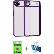Pileli Store Pilelistore™ iPhone 17 Air Kılıf Vadi Minimal - Siyah 3D Antistatik Cam Ekran Koruyucu + Raze Metal Kamera Lens - Gs