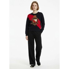 Lauren Ralph Lauren Siyah Kadın Yuvarlak Yaka Regular Fit Kazak 200P01410