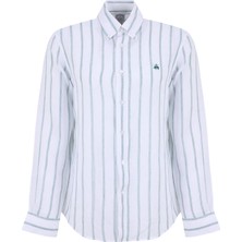 Brooks Brothers Yeşil - Beyaz Erkek Düğmeli Regular Fit Çizgili Gömlek BBSS26MSH013