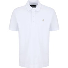 Brooks Brothers Beyaz Erkek  Logo Baskılı Polo T-Shirt BBSS26MTS024