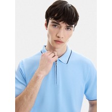 Back And Bond Mavi Erkek Regular Fit Triko Polo T-Shirt B35S40031