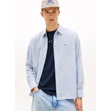 Tommy Jeans Mavi Erkek Regular Fit Çizgili Gömlek DM0DM22785C38 Mavi Gömlek