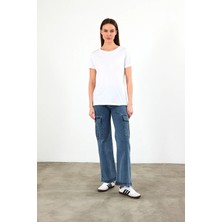 Vena Boyfriend Bisiklet Yaka Regular Fit Modal Tişört(Tencel)(Tm) - Beyaz