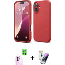 Pileli Store Pilelistore™ iPhone 16 Kılıf Ahenk Serisi - Şeffaf Pasifik Cam Ekran Koruyucu + Raze Metal Kamera Lens - Pe