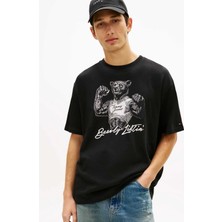 Tommy Jeans Siyah Erkek Regular Fit Baskılı T-Shirt DM0DM22543BDS Siyah T-Shirt