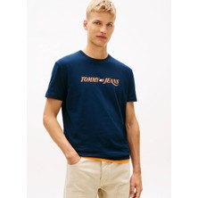 Tommy Jeans Lacivert Erkek Regular Fit Baskılı T-Shirt DM0DM22548C1G Lacivert T-Shirt