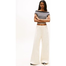Tommy Jeans Siyah Kadın Kayık Çizgili Kazak Tjw Off Shoulder Strıpe Sweater