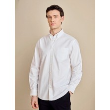 Brooks Brothers Beyaz Erkek Düğmeli Regular Fit Nakışlı Gömlek BBSS26MSH020