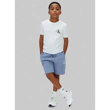 Calvin Klein Mavi Erkek Çocuk Baskılı Şort LV1CKSJC51CGH