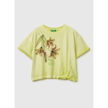 United Colors Of Benetton Sarı Kız Çocuk Baskılı T-Shirt 3085C10T3