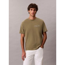Calvin Klein Jeans Haki Erkek Standart Baskılı T-Shirt LV04RF822GLDI Haki T-Shirt