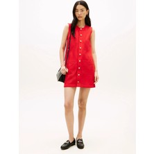 Tommy Hilfiger Kırmızı Kadın Elbise Dnm Clr Sl Mını Dress