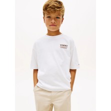 Tommy Hilfiger Beyaz Erkek Çocuk Baskılı T-Shirt KB0KB10194YBR